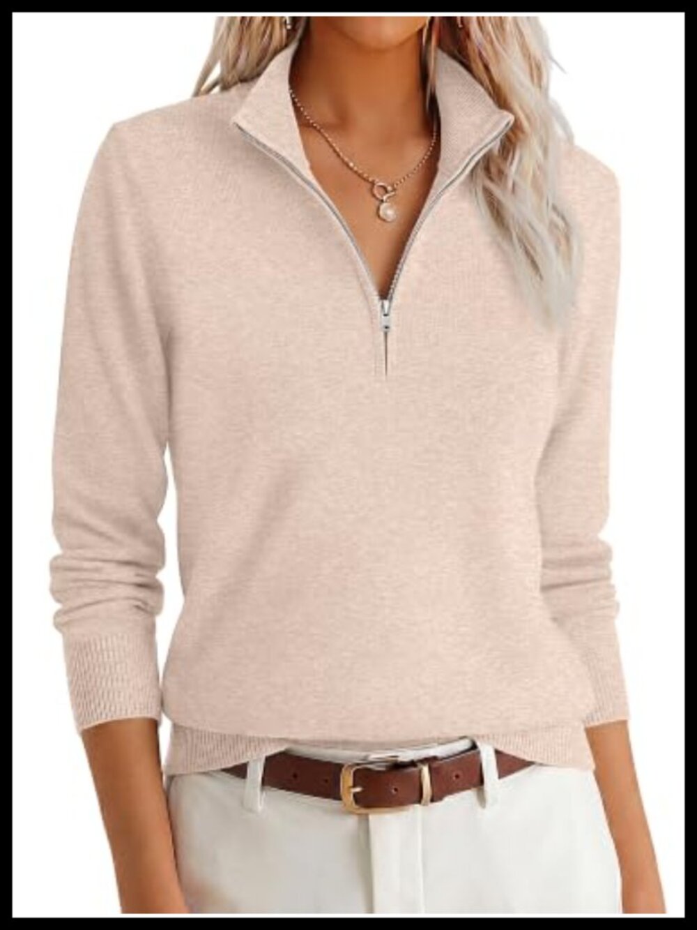 Quarter Zip Lightweight Pullover Sweater Knit Long Sleeve